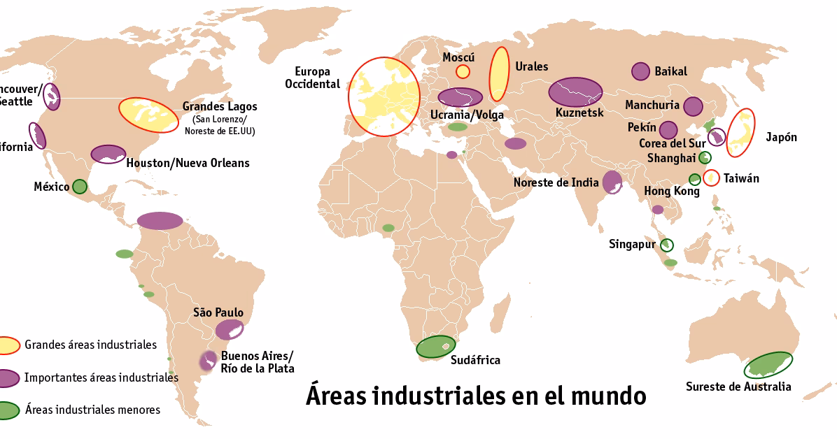 ¿Qué región de América es más industrializada?